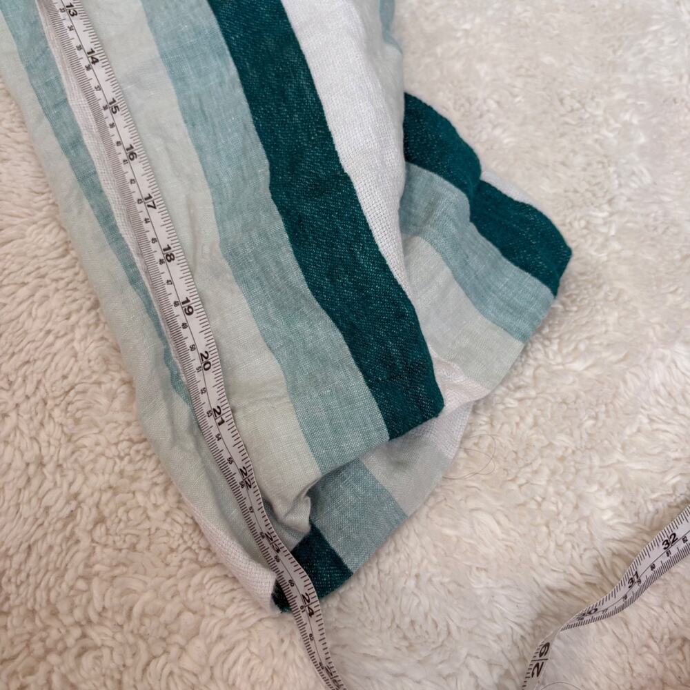 J.Crew Women Green White Striped Linen Wide Leg Pants 2 Resort Summer Boho Indie - Picture 5 of 7